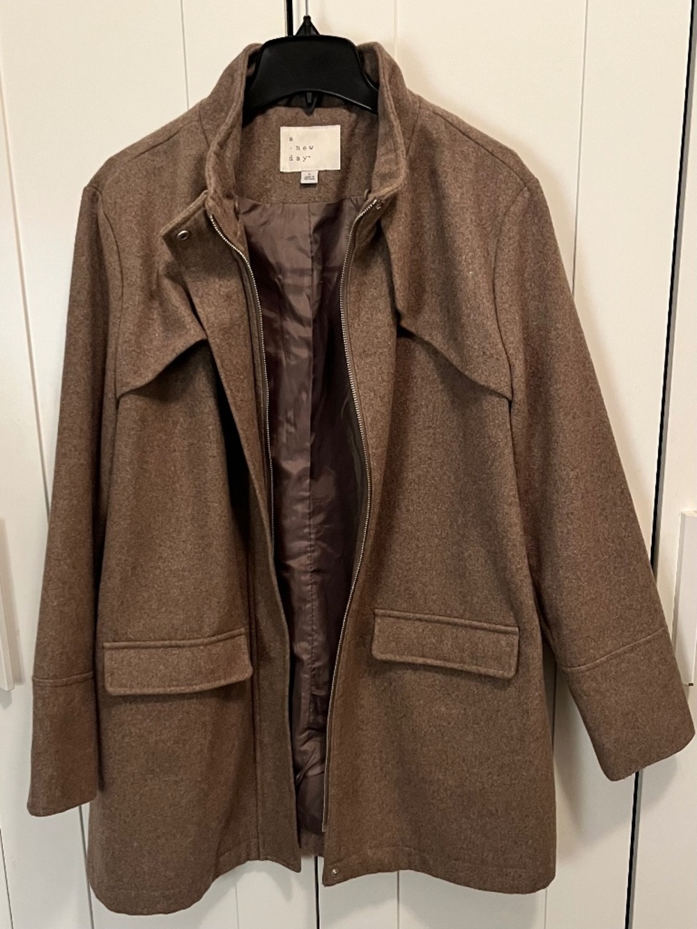 65% wool jacket, light brown, large